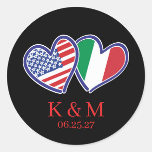 American Heart Flags Runder Aufkleber