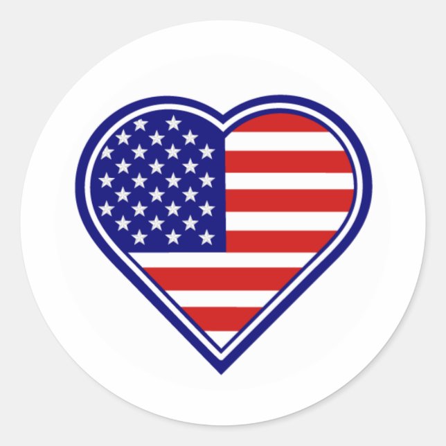 American Heart Shape USA Flaggenaufkleber Runder Aufkleber (Vorderseite)