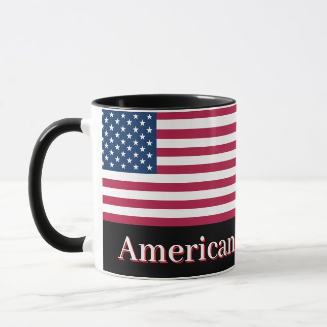 American Hero Patriotic USA Flag Personalized Mug Tasse (Links)