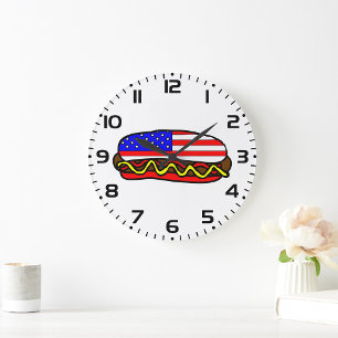 American Hot Dog Große Wanduhr