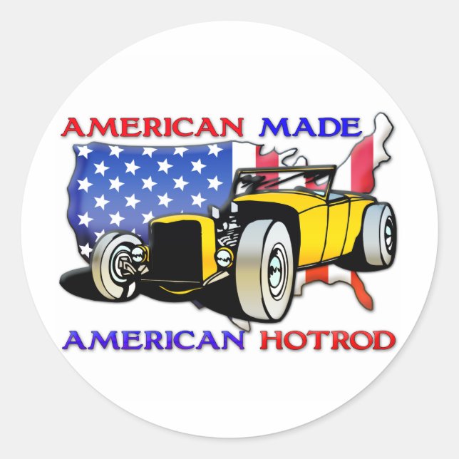 American Hotrod 1 Runder Aufkleber (Vorderseite)