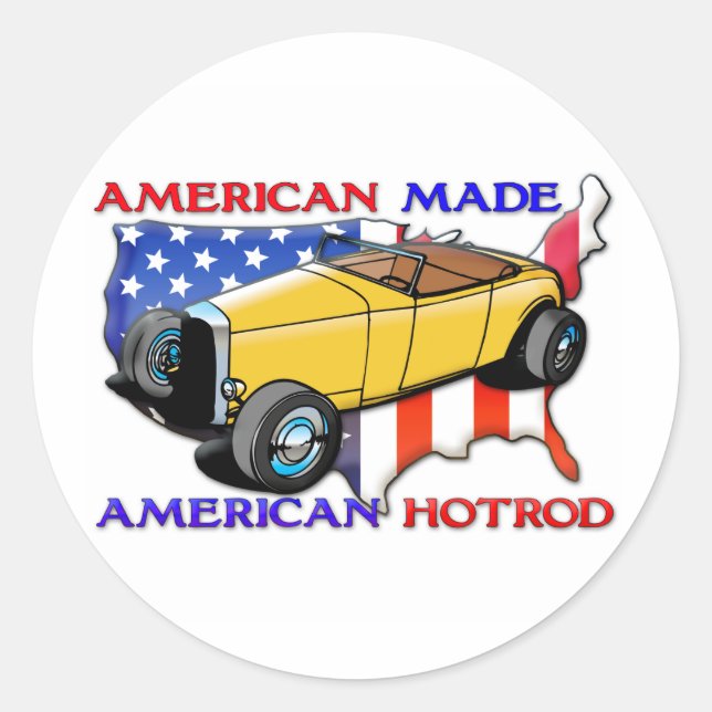 American Hotrod Runder Aufkleber (Vorderseite)
