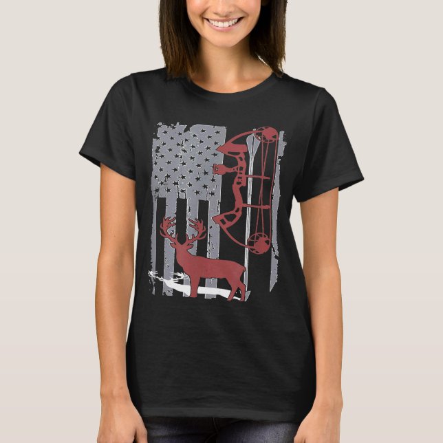 American Hunter Deer Jagd Bogenschieber T-Shirt (Vorderseite)