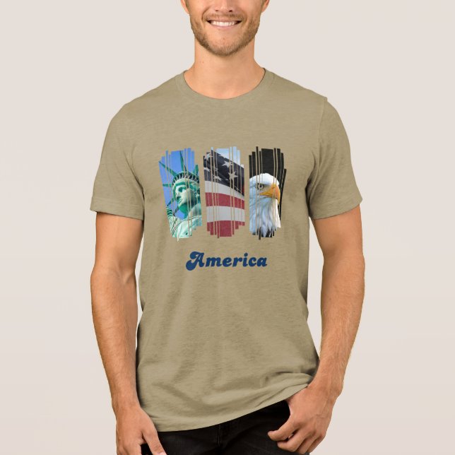 American Icons Flag Eagle Statue Tri-Blend Shirt (Vorderseite)