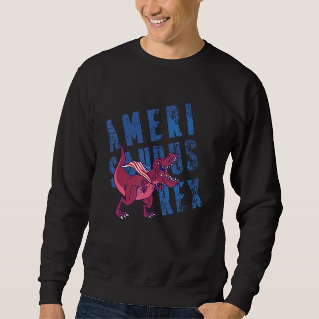 American Independence Day 4th July USA Amerisaurus Sweatshirt (Vorderseite)