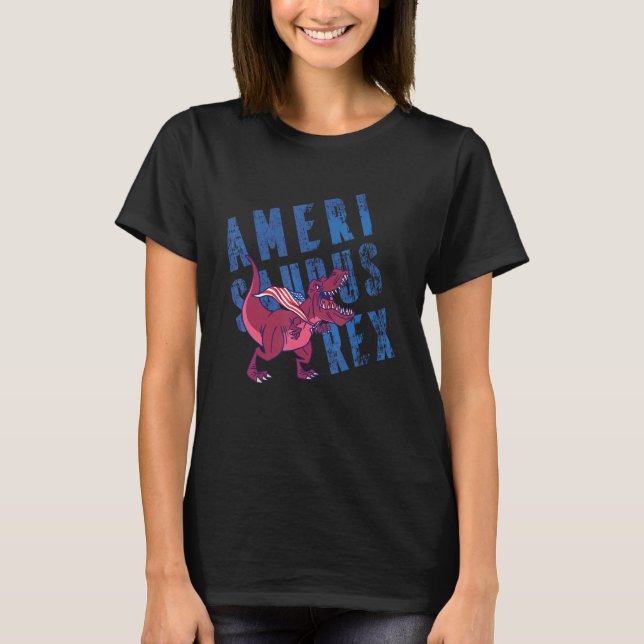 American Independence Day 4th July USA Amerisaurus T-Shirt (Vorderseite)