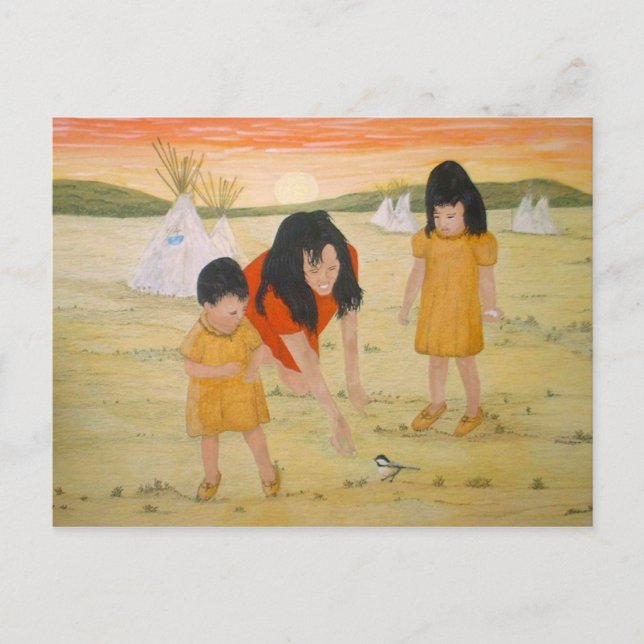 American Indian Mother with Daughters Postkarte (Vorderseite)