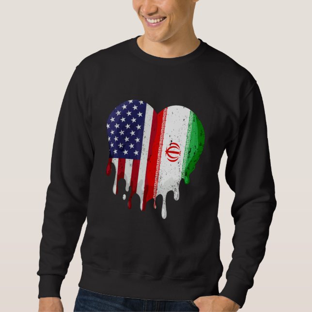 American Iranian Heritage Month Iran Flag Heart Sweatshirt (Vorderseite)
