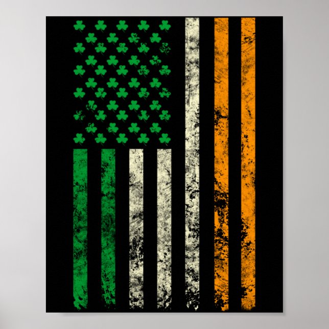 American Ireland Flag Shamrock Irish Patricks Day  Poster (Vorne)