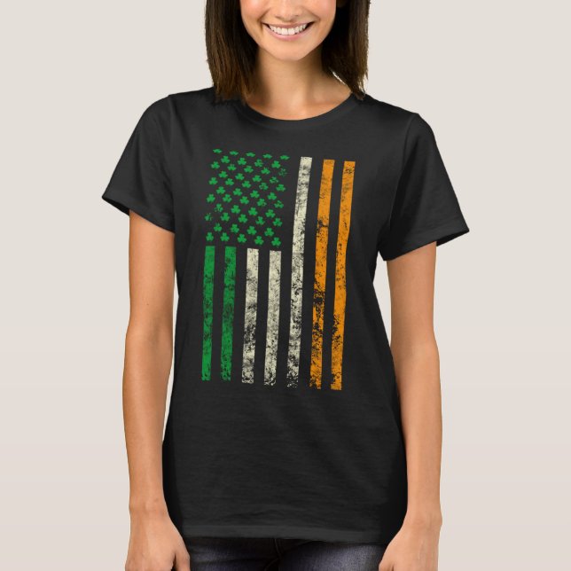 American Ireland Flag Shamrock Irish Patricks Day  T-Shirt (Vorderseite)