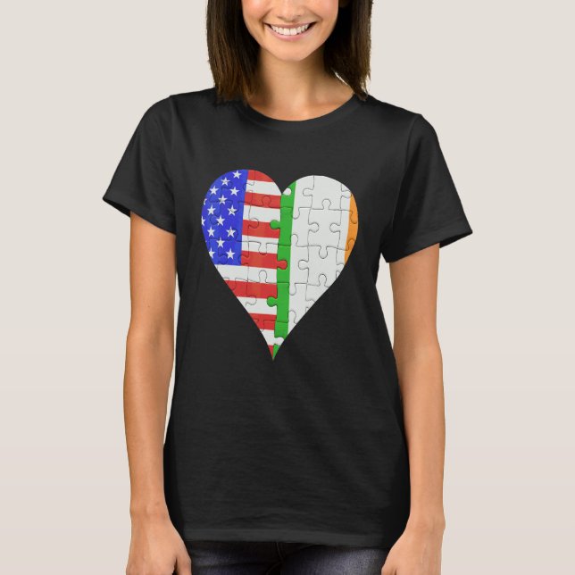 American Irish Flag Heart 1 T-Shirt (Vorderseite)