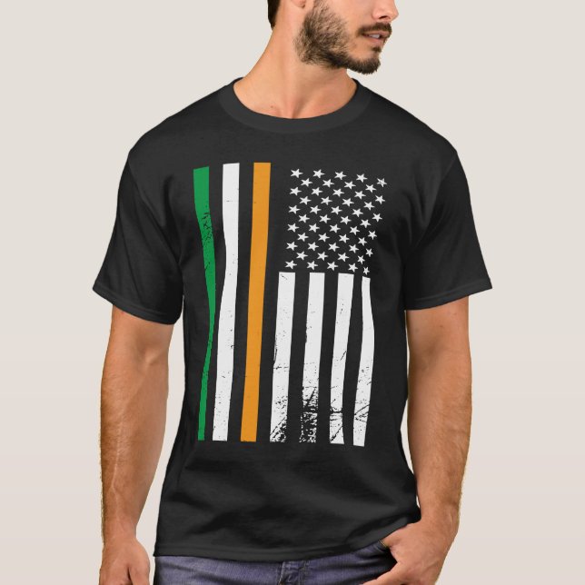 American Irish Flag Shamrock St Patrick's Day Luck T-Shirt (Vorderseite)