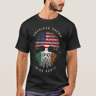 American Irish Roots Shamrock Lucky St Patricks Da T-Shirt