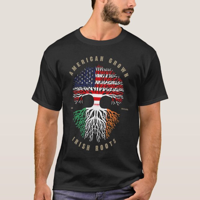 American Irish Roots Shamrock Lucky St Patricks Da T-Shirt (Vorderseite)