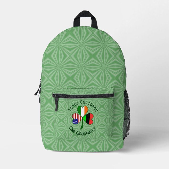 American Irish USA Flags Kleeblatt Personal Bedruckter Rucksack (Vorderseite)