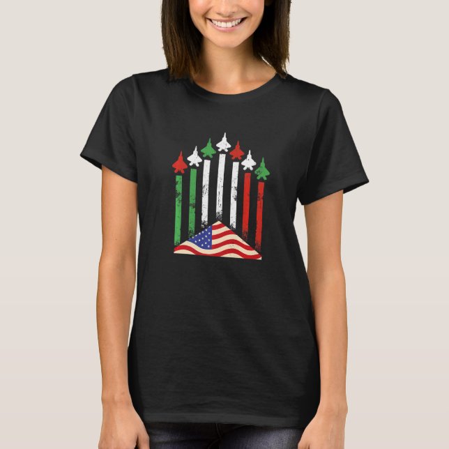 American Italian Flag Airplanes 4th July Patriotic T-Shirt (Vorderseite)