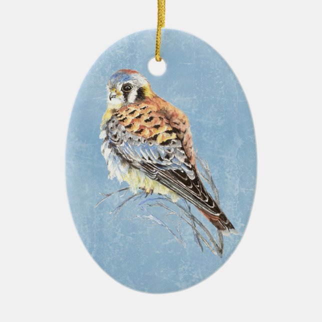 American Kestrel, Falcon Bird Hawk Keramik Ornament (Vorne)