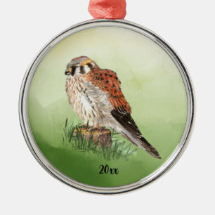 American Kestrel, Falcon Bird Hawk Ornament Aus Metall