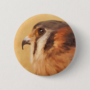 American Kestrel Painting - Original Bird Art Button