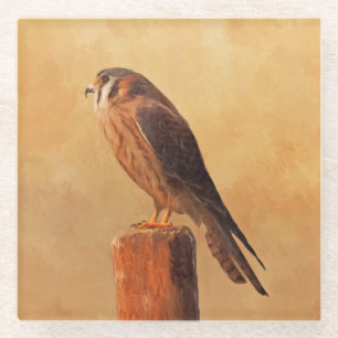 American Kestrel Painting - Original Bird Art Glasuntersetzer