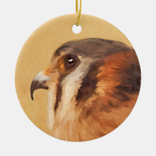 American Kestrel Painting - Original Bird Art Keramik Ornament