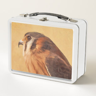 American Kestrel Painting - Original Bird Art Metall Brotdose