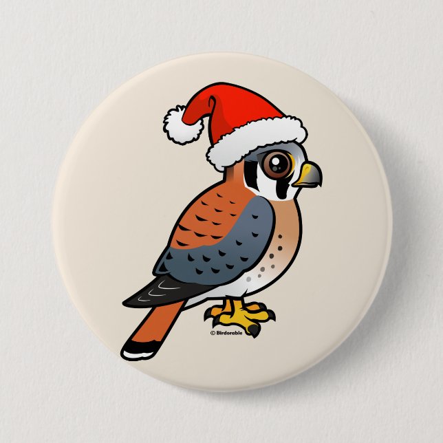 American Kestrel Santa Button (Vorderseite)