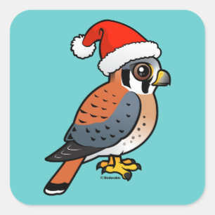American Kestrel Santa Quadratischer Aufkleber