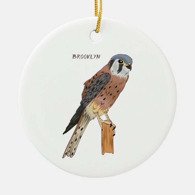 American Kestrel Vogelillustrierung Keramik Ornament (Vorne)