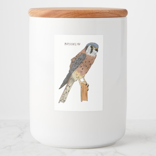 American Kestrel Vogelillustrierung Lebensmitteletikett (Vorderseite)