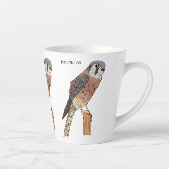 American Kestrel Vogelillustrierung Milchtasse (Rechts)