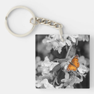 American Lady Butterfly on Apple Blossom Key Chain Schlüsselanhänger