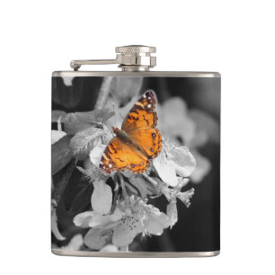 American Lady Butterfly On Blossom Drink Flasche Flachmann
