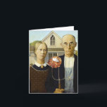 American Latke (Thanksgivukkah) Feiertagskarte<br><div class="desc">Perfekt Thanksgivukkah für Familie,  Freunde oder alle mit einem Sinn für Spaß. Das klassisch amerikanische Gotische Gemälde ist mit einem Latke auf der Gabelstaplerwand des Bauern und einer winzigen Menorah im Dachfenster ausgestattet.</div>