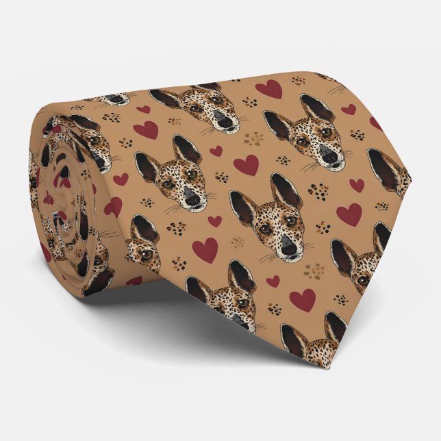 American Leopard Hound Valentine Hearts Pattern Krawatte (Gerollt)