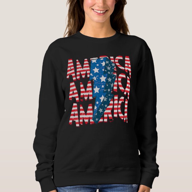American Lightning Bolt USA Flag 4th Of July Indep Sweatshirt (Vorderseite)