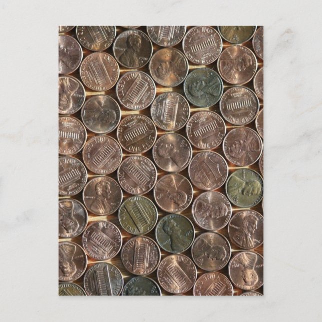 American Lincoln Pennies Texture Postkarte (Vorderseite)