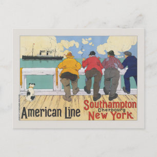 American Line. New York Vintage Poster 1910 Postkarte
