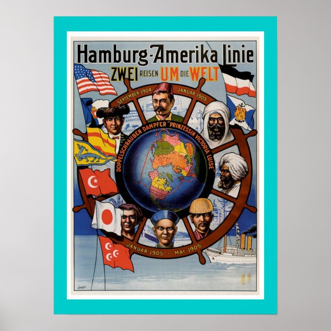 American Line Poster von Hamburg (Vorne)