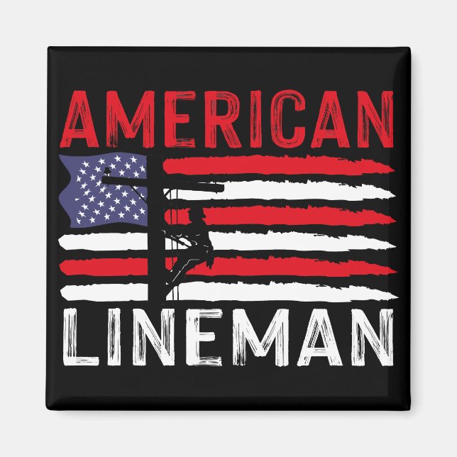 American Lineman Electric Cable Patriotic USA Flag Magnet (Vorne)