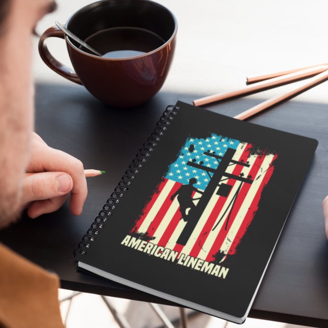 American Lineman Flag Electric Cable Notebook Notizblock (american lineman notebook)