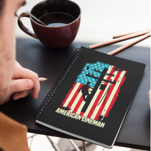 American Lineman Flag Electric Cable Notebook Notizblock