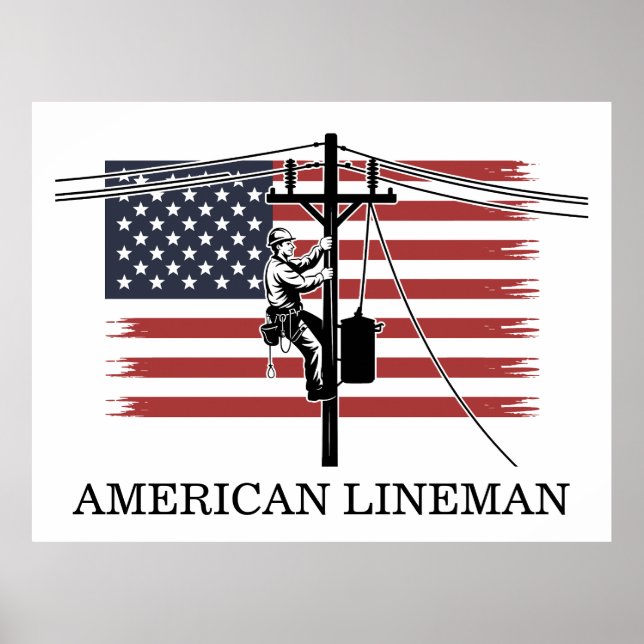 American Lineman Flag – Electrician & Utility Work Poster (Vorne)