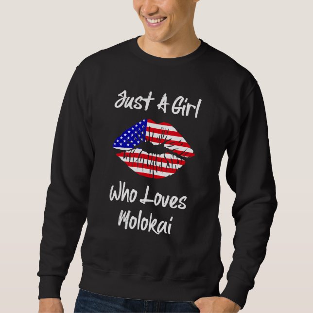 American Lip Flag Girl Kiss Love Hawaii Molokai Sweatshirt (Vorderseite)