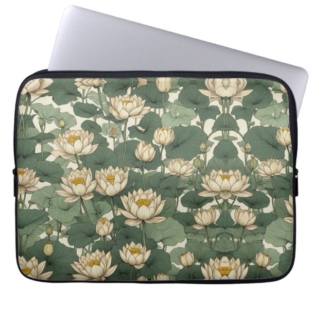 American Lotus Blume Muster Laptopschutzhülle (Vorderseite)