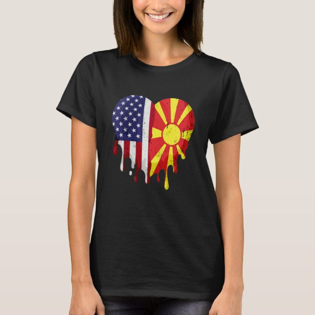 American Macedonian Heritage Month Macedonia Flag  T-Shirt (Vorderseite)