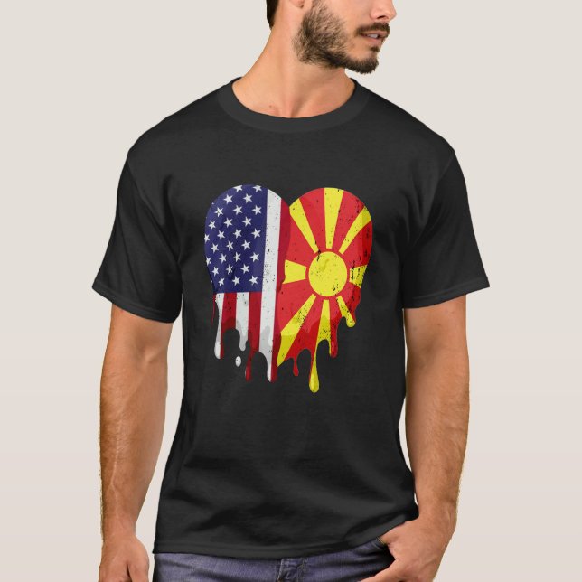 American Macedonian Heritage Month Macedonia Flag  T-Shirt (Vorderseite)