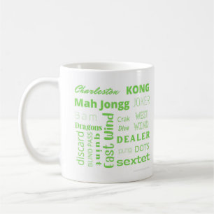 American Mah Jongg Cup mit grünen Worten Kaffeetasse