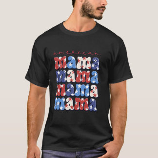 American Mama 4. Juli USA Flag Proud Funny Pat T-Shirt
