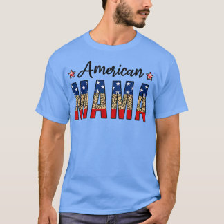 American Mama 4th Of July Leopard Fourth Of July M T-Shirt